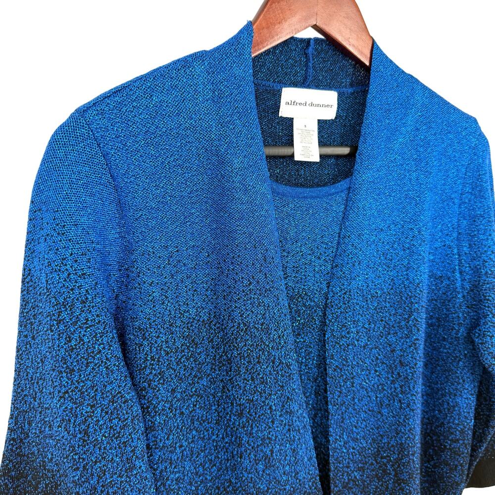 NEW NWT Alfred Dunner Sz Small Sparkly Metallic Blue Christmas Blouse Shirt Top - Picture 4 of 7